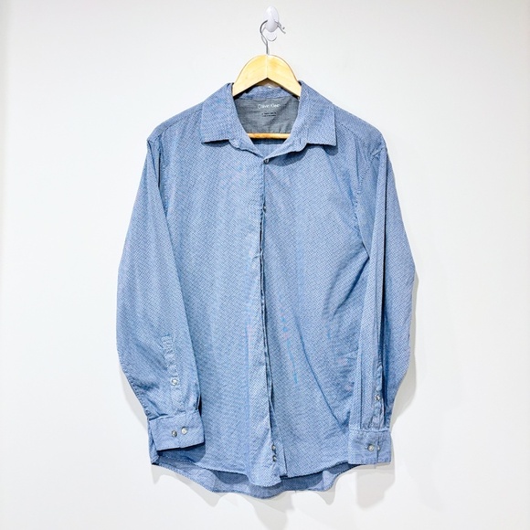 CALVIN KLEIN Patterned blue shirt - Picture 1 of 8